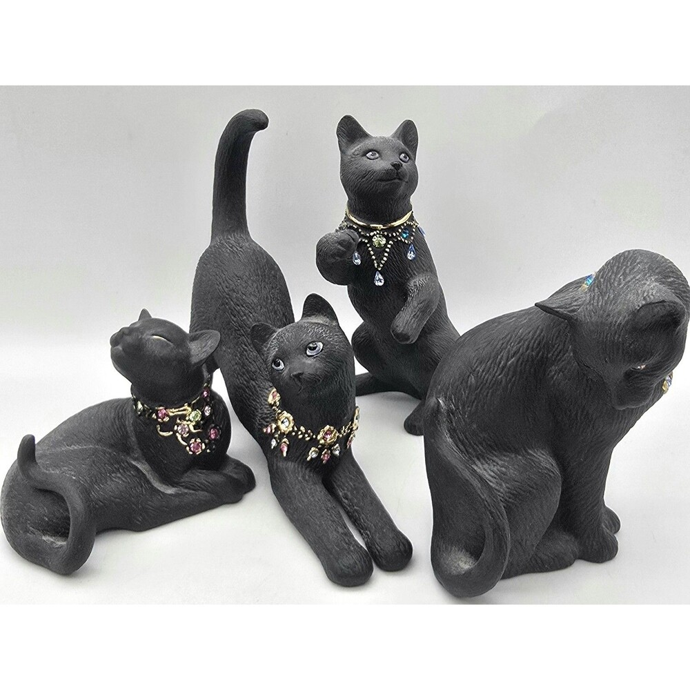 Set of 4 Lenox Jeweled Black Cat Collection
